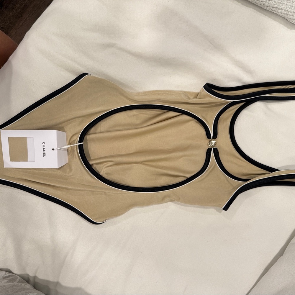 CHANEL Beige and Black Swimsuit - Picture 2 of 7